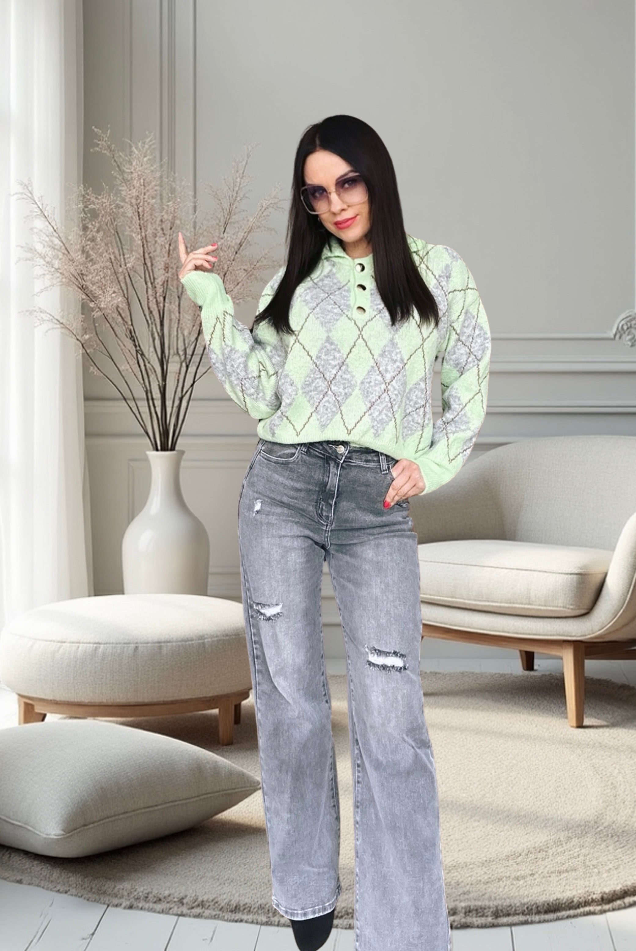 Megztinis “Mėtinis rombas”